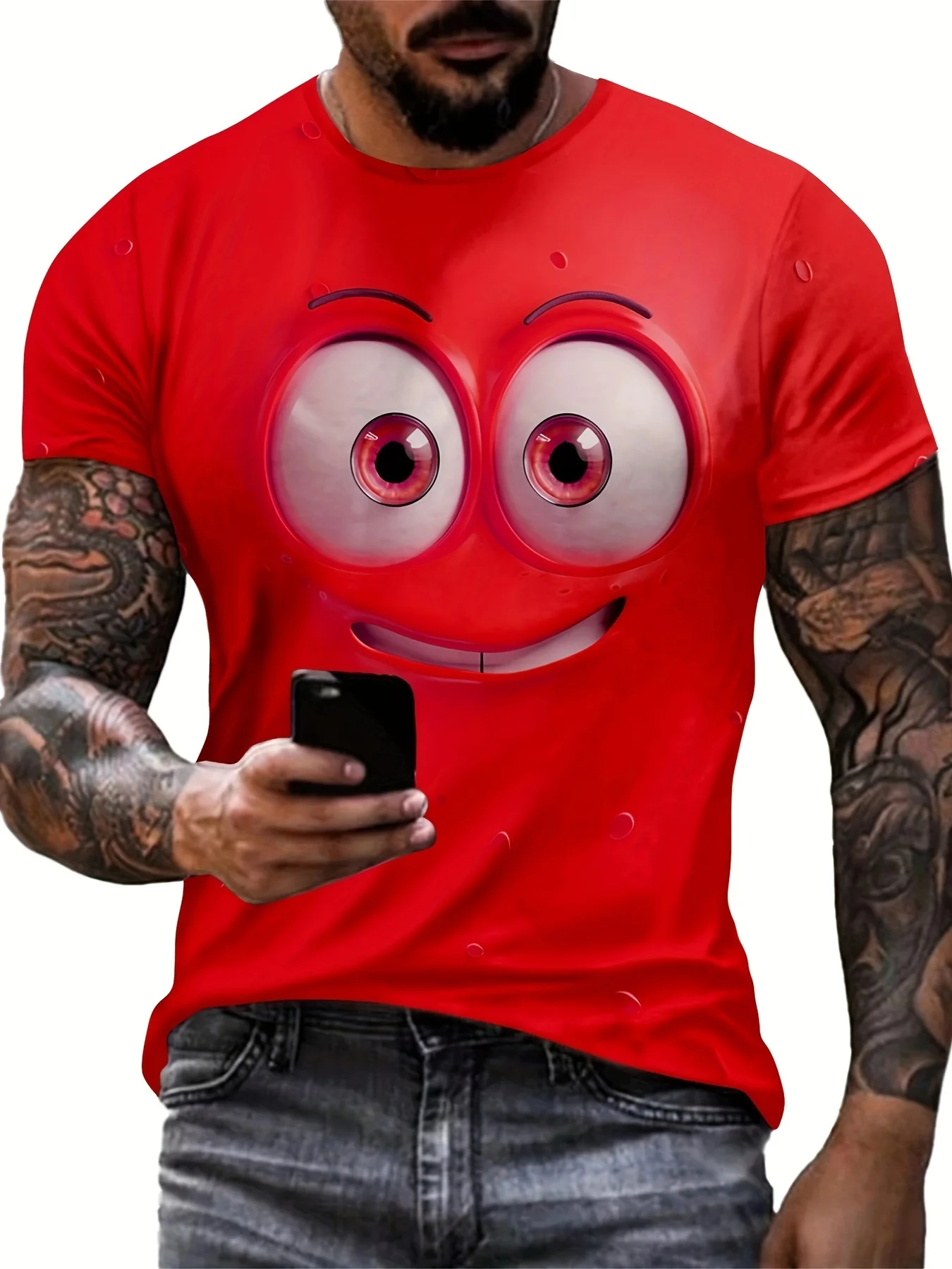 2024 New Men's Eye Pattern Printed T-shirt, Casual Short-sleeved Round Neck T-shirt, Men's Summer Outdoor Clothing image 4