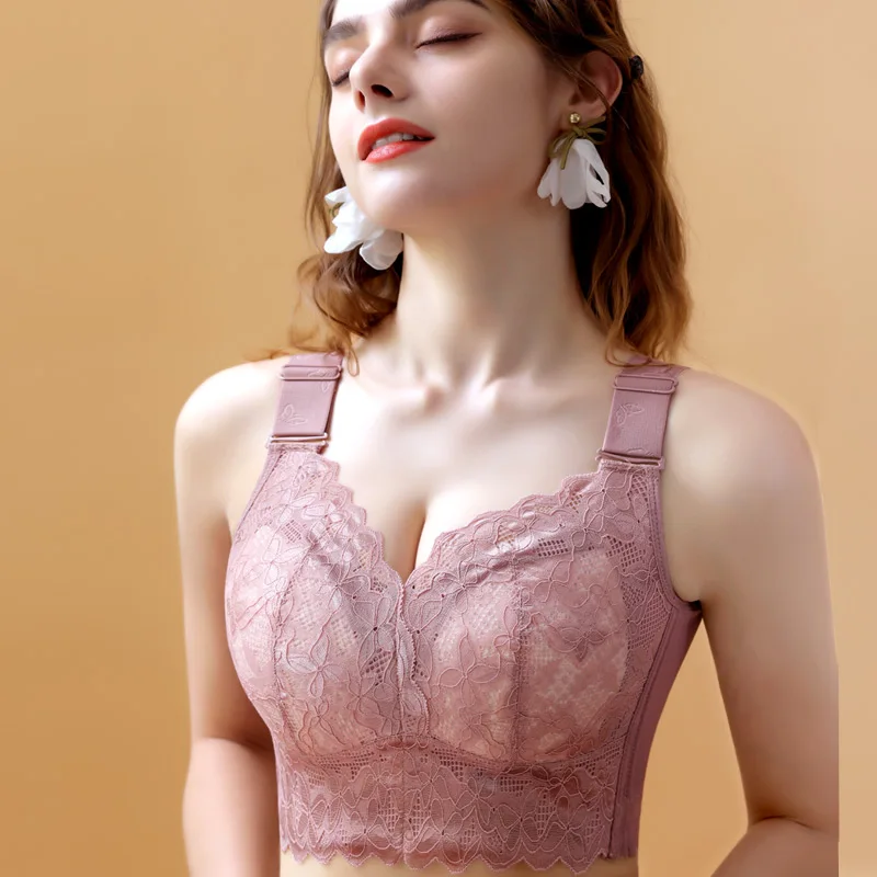 Women Bra Lace Plus Size bra Deep Cup No Steel RingPush Up Underwear Comfort An ultra-thin Wide Strap Anti Sagging Lingerie