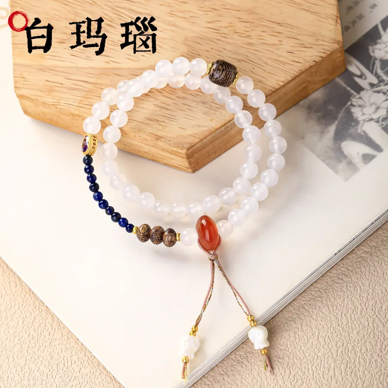 

Natural White Agate Multi Treasure Bracelet Cultural And Decorative Jewelry Women s Gift Buddha Crystal Bead Lychee Jelly