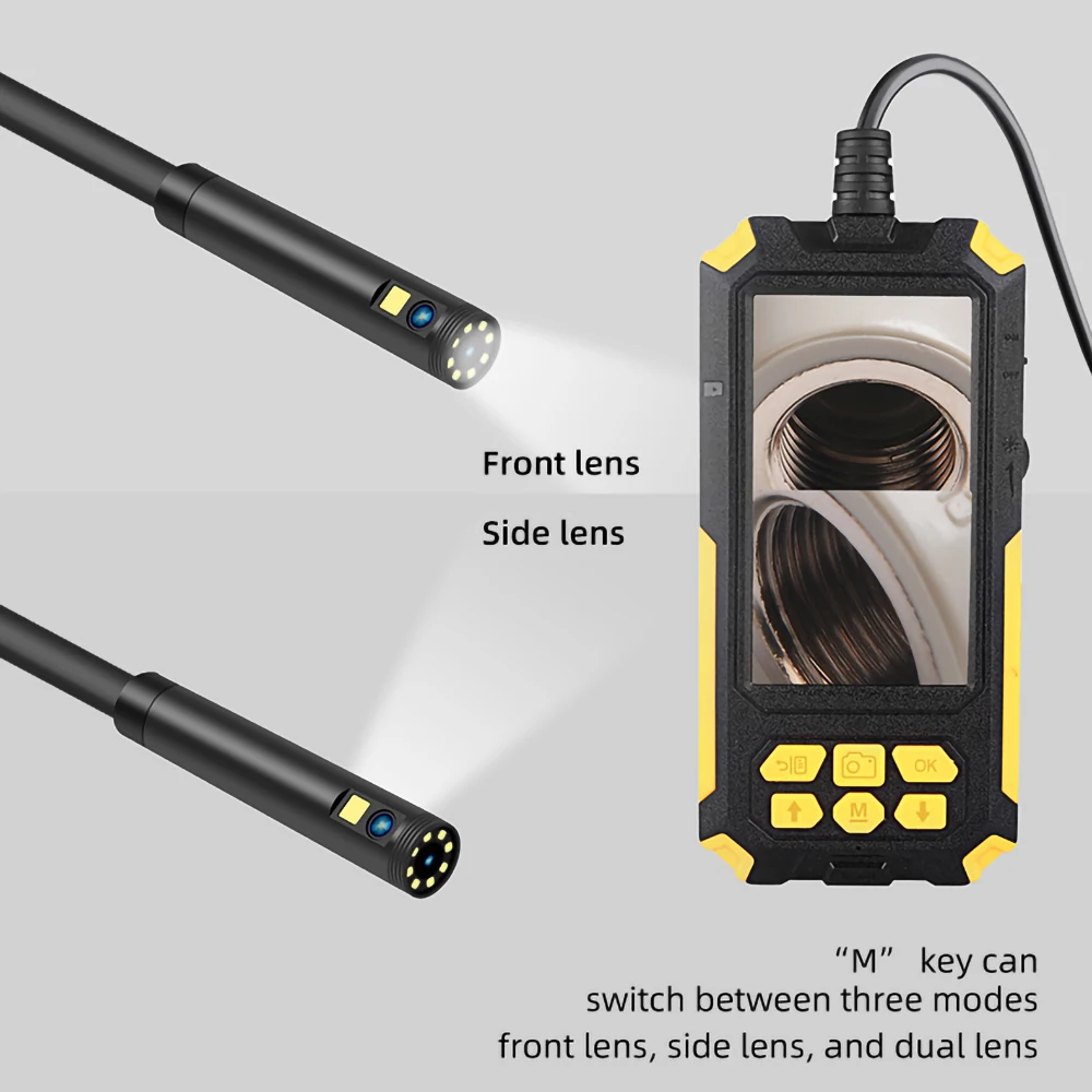 Industrial Endoscope 5.5/8mm 1080p Dual-Lens Pipeline Camera Maintenance Visual Peep Mirror 4.3 Inch Ips Full Color Screen