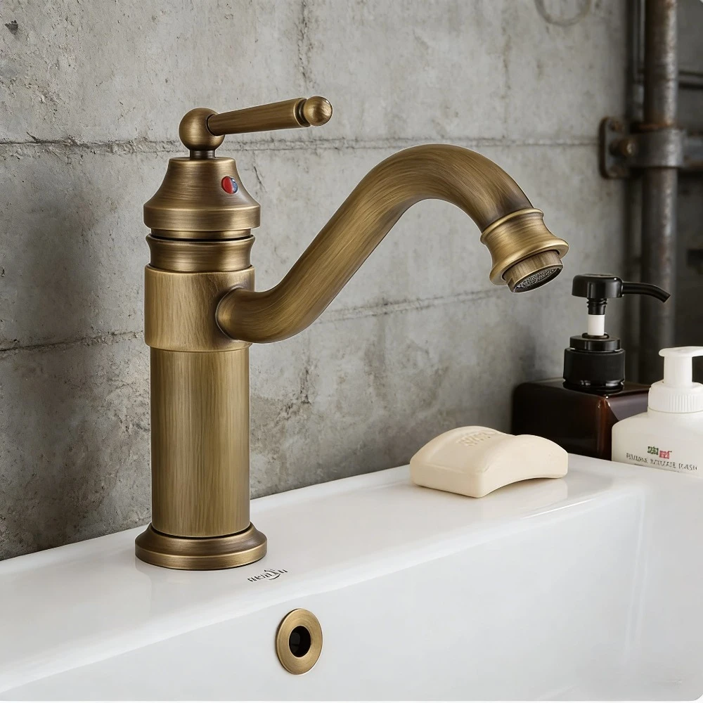 

Torayvino античная латунь, винтажный поворотный смеситель для ванной комнаты на 360°, раковина с одной ручкой, смеситель для раковины, монтируемый на палубе, смеситель для воды