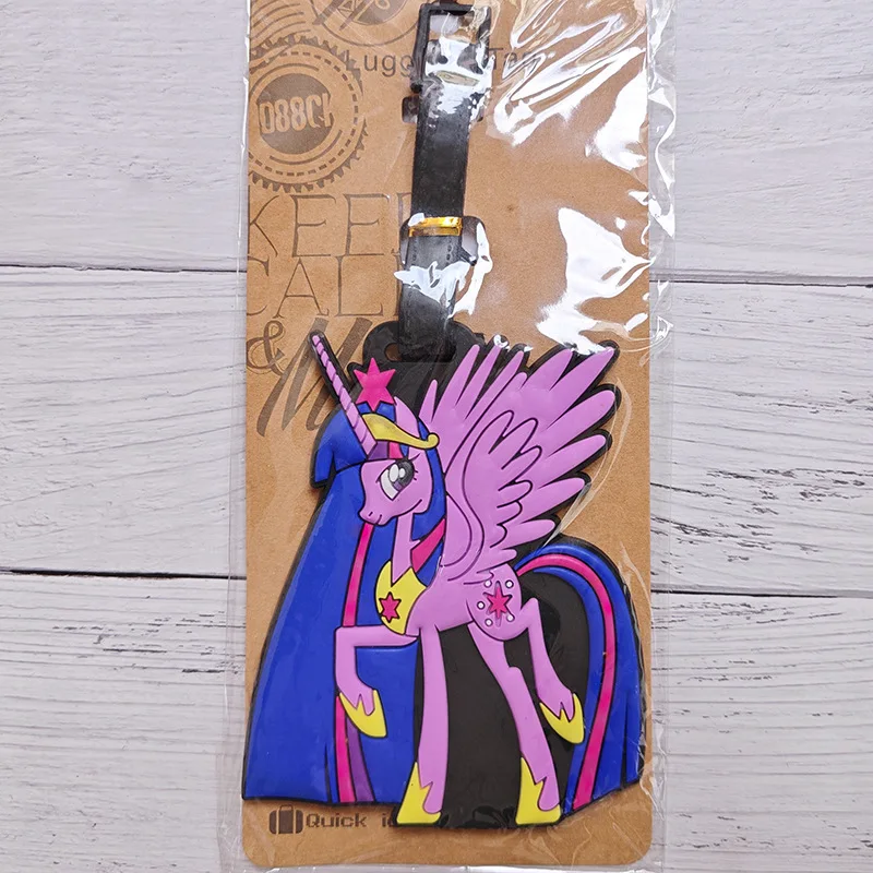 Étiquette de bagage portable en silicone Little Pony Princess, étiquette de bagage, porte-adresse d\'identité, accessoires de voyage mignons, style