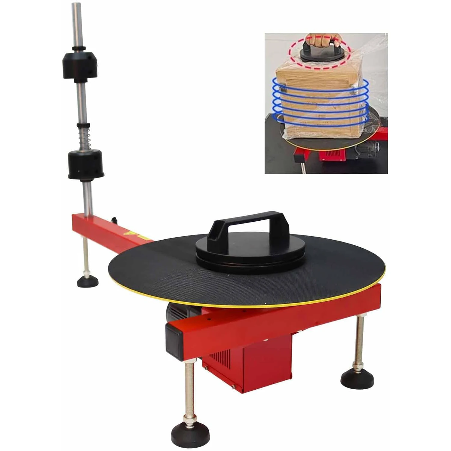 مقعد تغليف الفيلم الكهربائي القابل للتمدد 1 لفة موزع أفلام شبه أوتوماتيكي للتغليف منصات التعبئة 110 رطل تحميل 220 فولت