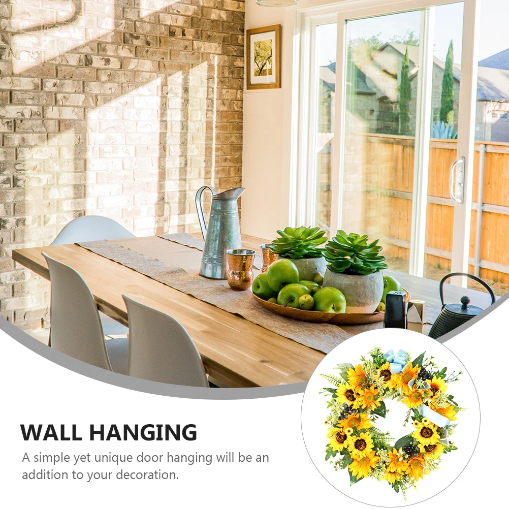 

Premium Sunflower Wreath Vivid Artificial Flower Garland For Home Decoration Living Room Bar Door Wall Hanging Festival