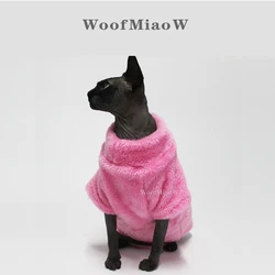 Pet Cat Sweater Home Fur Autumn and Winter Warm Solid Color Soft Arctic Velvet Skincare Suitable for Devonshire Cats  Hairless