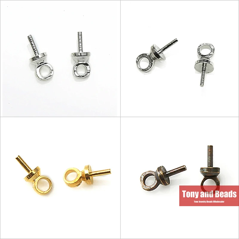 (200Pcs=1Lot !) Jewelry Eye Pin Pearl Charm Connector Bail For Pendants 2.5X6.5MM Gold Color Silver Color Bronze Plated EW34