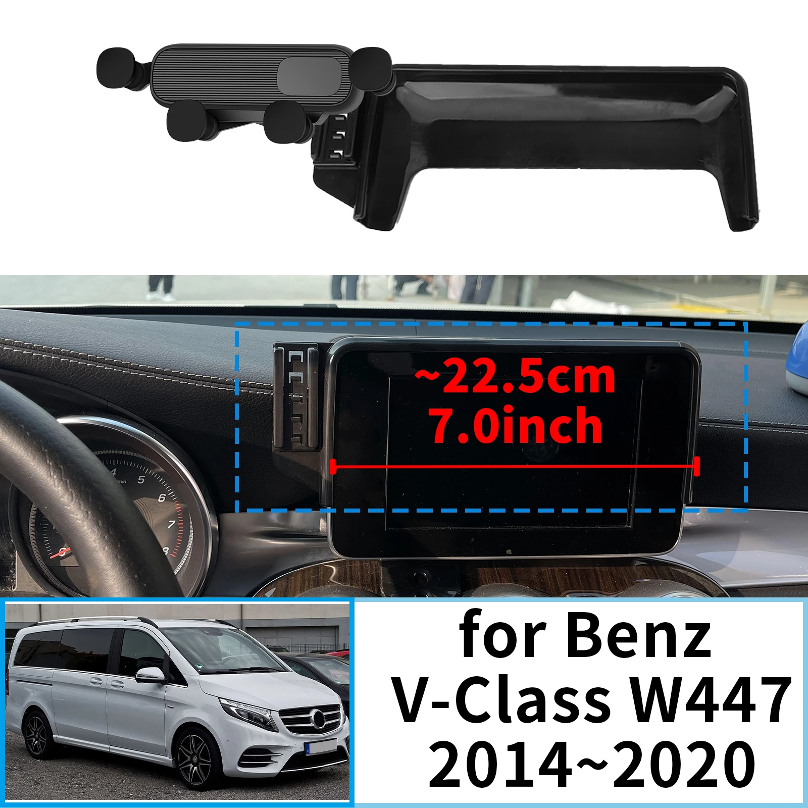 

fit for Mercedes-Benz V-Class W447 2014 2015-2020 Stable Clip-On Phone Holder​​ Mount Screen Base No Vibration​ accessoires