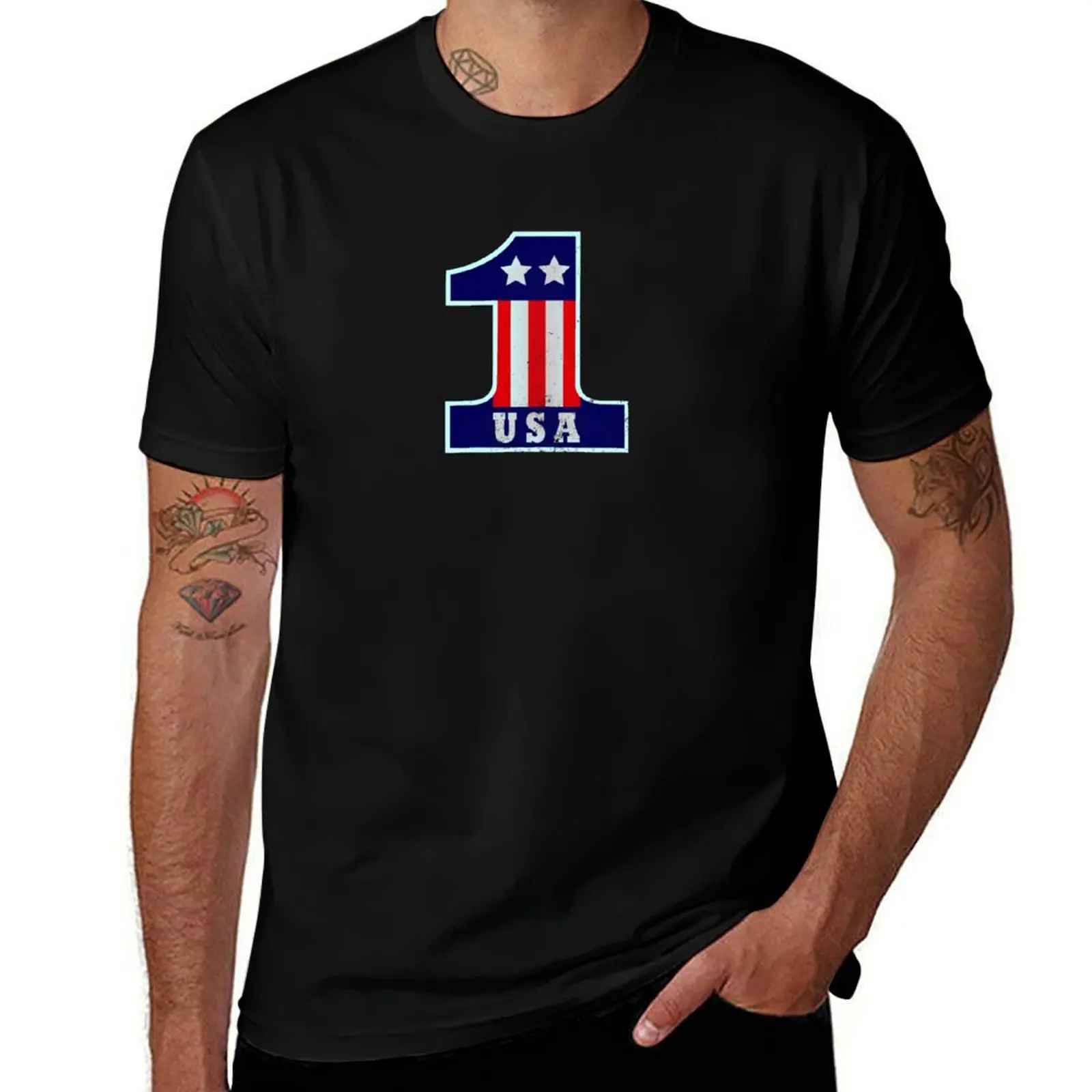 USA No 1 ONE - Number One T-Shirt anime shirt aesthetic clothes valentines clothes Louboutins black t-shirts for men