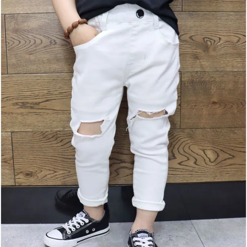 

Boys' Slim Fit Ripped Jeans Spring Autumn Fashion Small Feet Comfortable Children's Pants