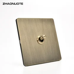 Retro 86 Type Green Bronze Brushed Antique Metal Lever 1-4 Gang 2 Way Wall Light Toggle Switch Stainless Steel Panel