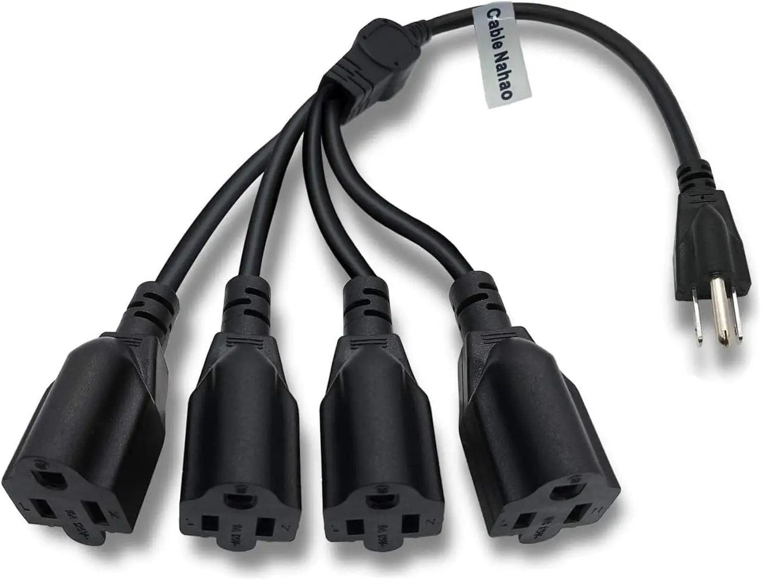 

3 Prong Power Splitter Cord, 1 to 4 Outlet Extension Cord, 16AWG Heavy Duty for Computer and LED Stage Light, 20 Inch Black