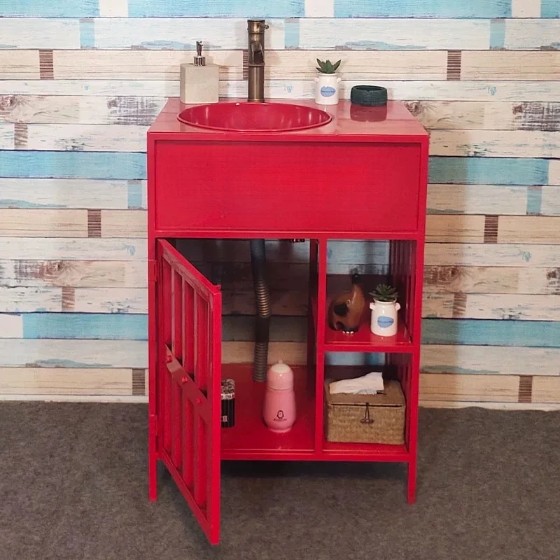 Color sink toilet floor-to-ceiling bathroom cabinet combination