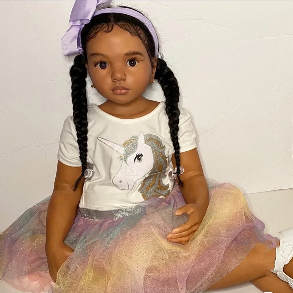 Sunny Tanned Skin Tone 42'' Reborn Doll Toddler Girl Cloth Body Finished Painted DIY