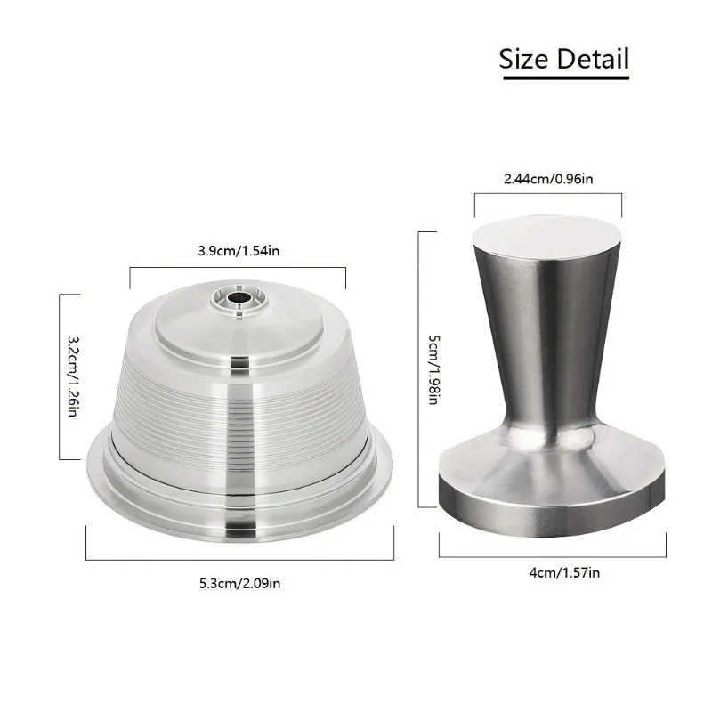 Reusable Coffee Capsule and Tamper Set, Stainless Steel Refillable Pod with Coffee Tamper, Coffee Making Accessory