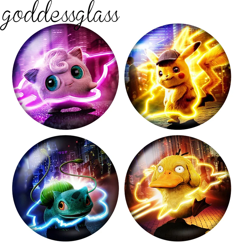 Niedliche Cartoon-Monster, 10 Stück, rund, 12 mm/18 mm/20 mm, Foto-Glascabochon mit flacher Rückseite, zur Herstellung von Schlüsselanhänger-Schmuck