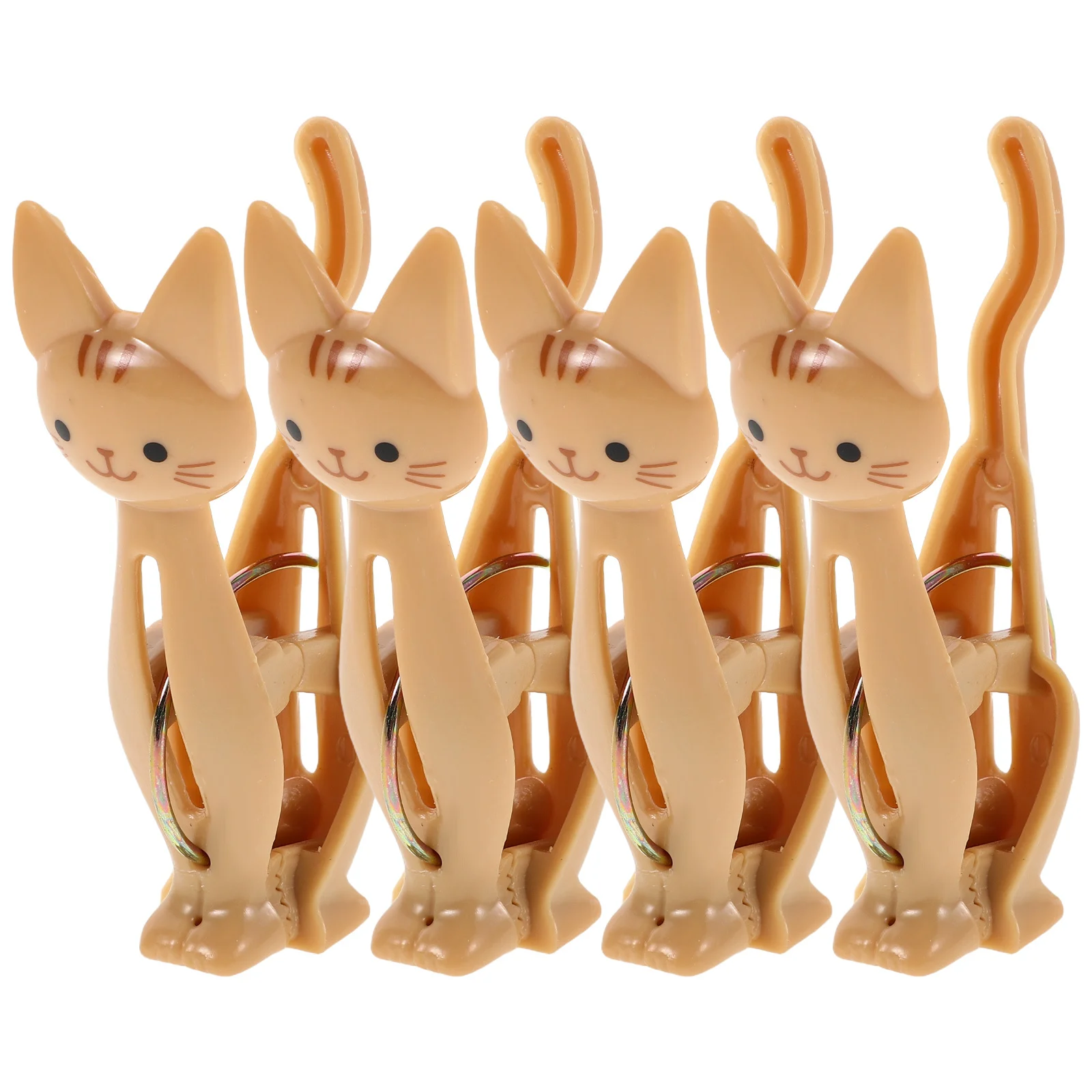 

4Pcs Plastic Windproof Clips Cute Cartoon Cat Clothes Pins Food Snack Bag Sealing Clips Household Kitchen Office Multiuse