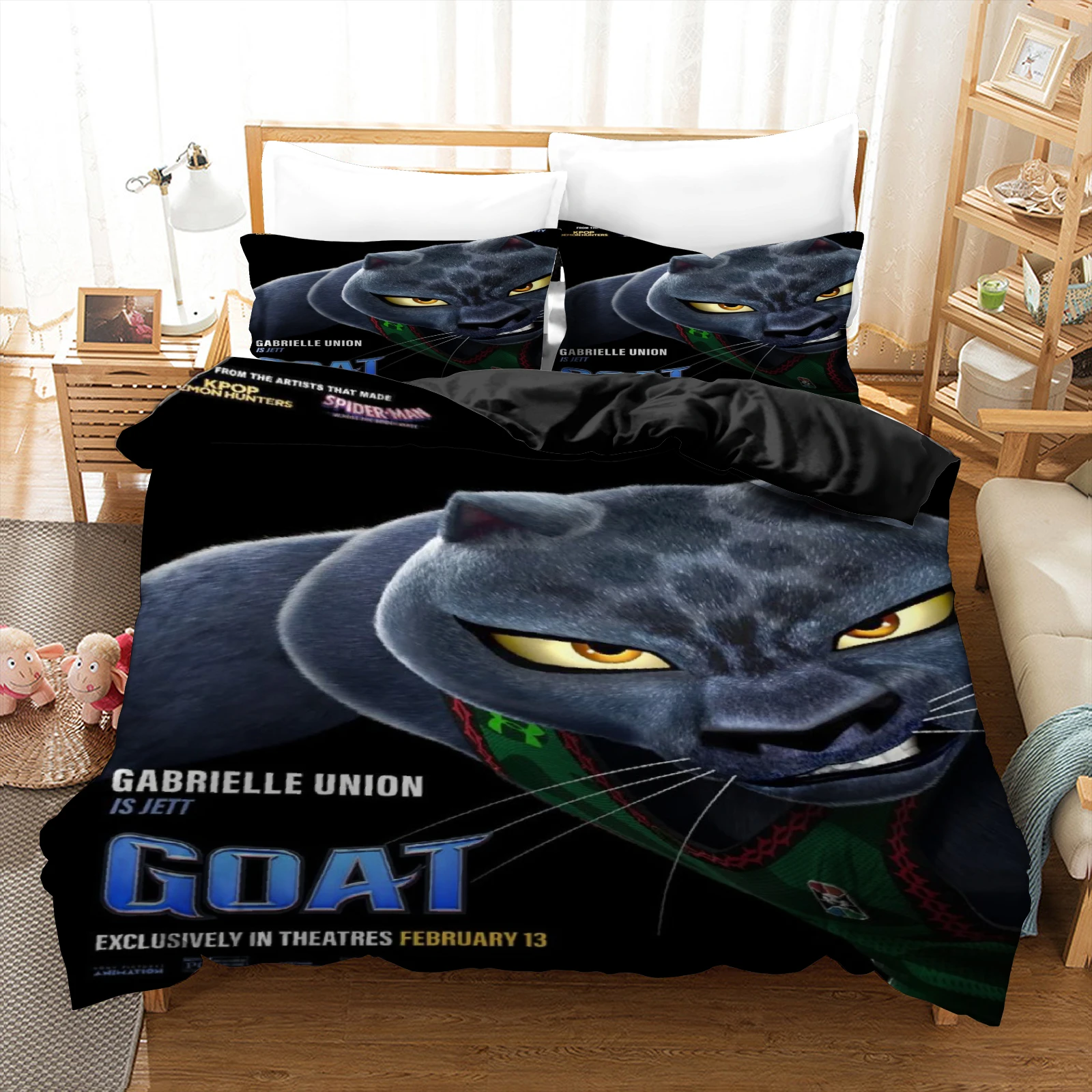 Cartoon G-Goat Print Kawaii Girls Bedding Set Single Twin Full Queen King Size Bed Set Adult Kid Girls Bedroom Bedding Gift