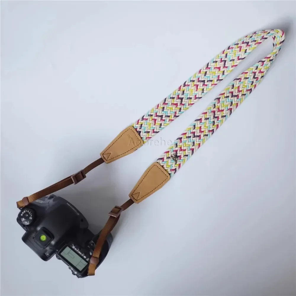 Handmade Cotton Rope Camera Shoulder Sling Adjustable Crossbody Neck Carry Belt Woven Lanyard For Mirrorless DSLR Camera