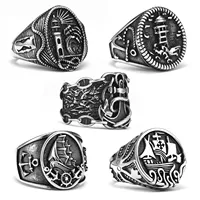 Anchor Lighthouse Ocean Sailor Ship Men Rings Stainless Steel Punk Vintage Cool Stuff Fashion Jewelry For Women Gift Wholesale