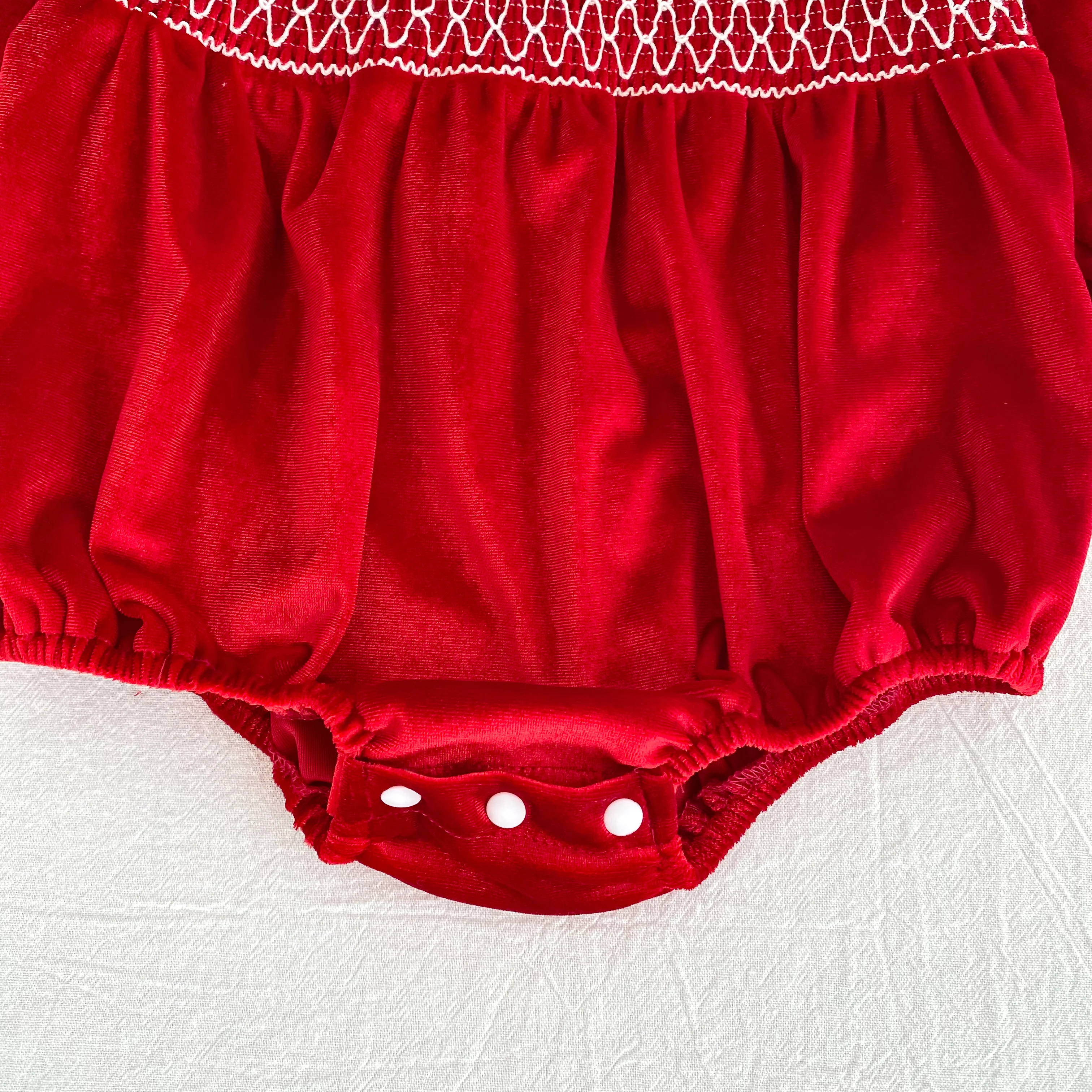 Baby Mädchen Roter Samt-Body mit Schleife Langarm Neugeborenen Party Geburtstags-Outfit Herbst Weihnachten Süßer Baby-Strampler 0-24M – Detail 11