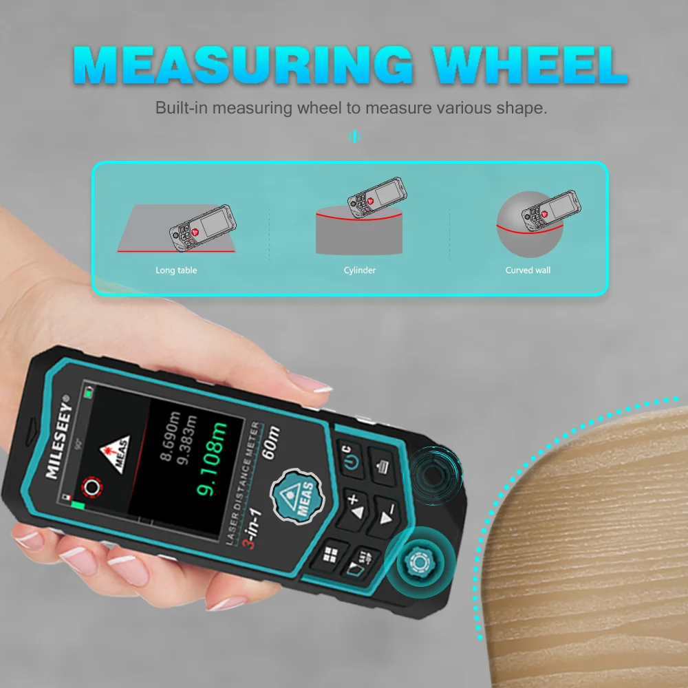 Mileseey R2B 40M Curved Walls Digital Measuring Tape Measurement Tool Laser Distance Measure