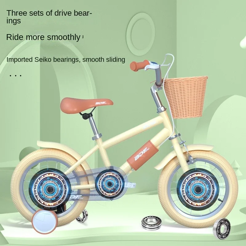 Children\'s Bicycle 14/16/18 Inch Male And Female Baby Auxiliary Wheel Bicycle Children\'s Bicycle Hot Sale New 2024 Dropshipping