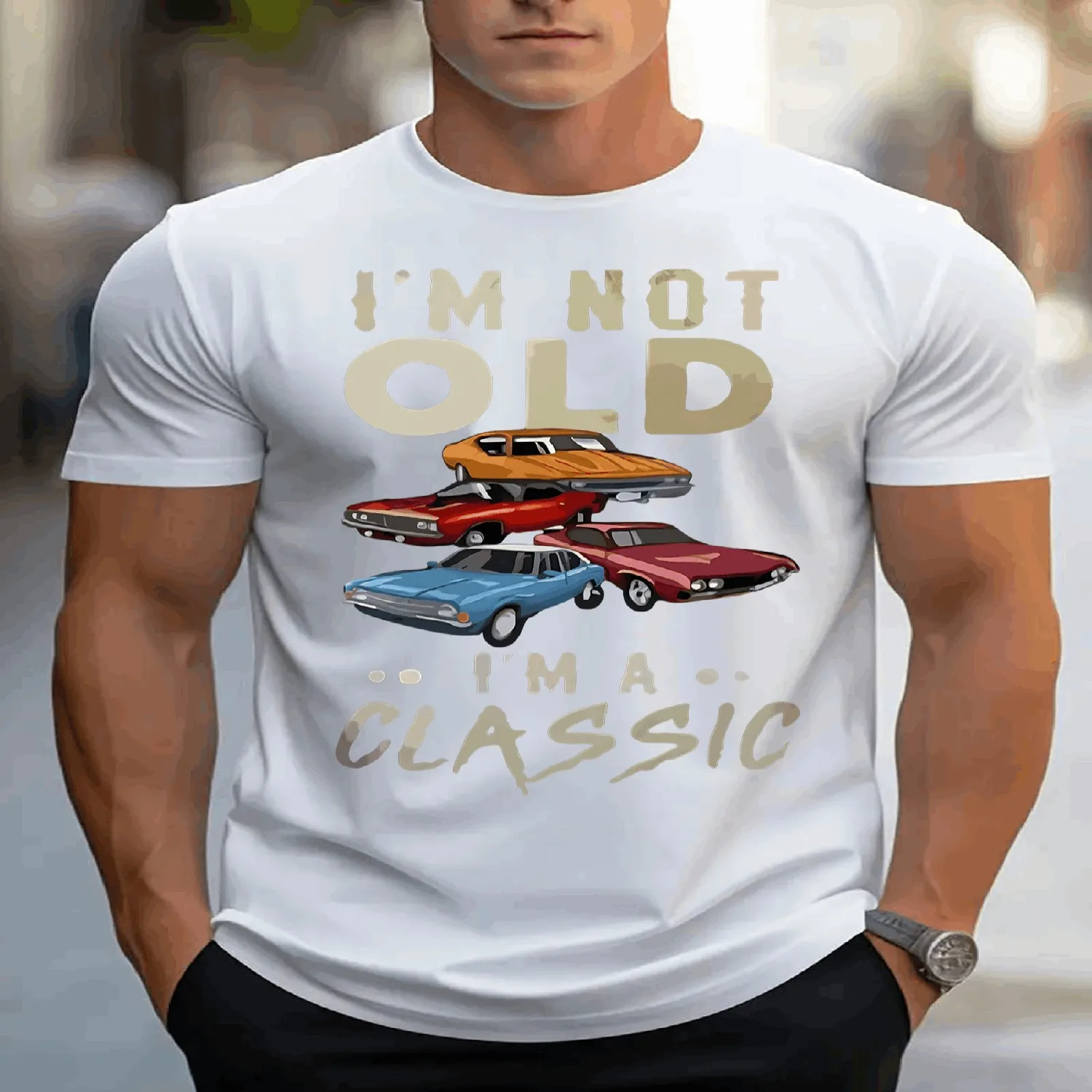 I am not old I am a classic Graphic Print T-Shirt For Men Casual Short Sleeve Tee 1 Pcs 100 Heavy Cotton - Comfortable Crew Neck, Soft Adorable Tees Tops Casual T-shirt, Minimalist Tee,
