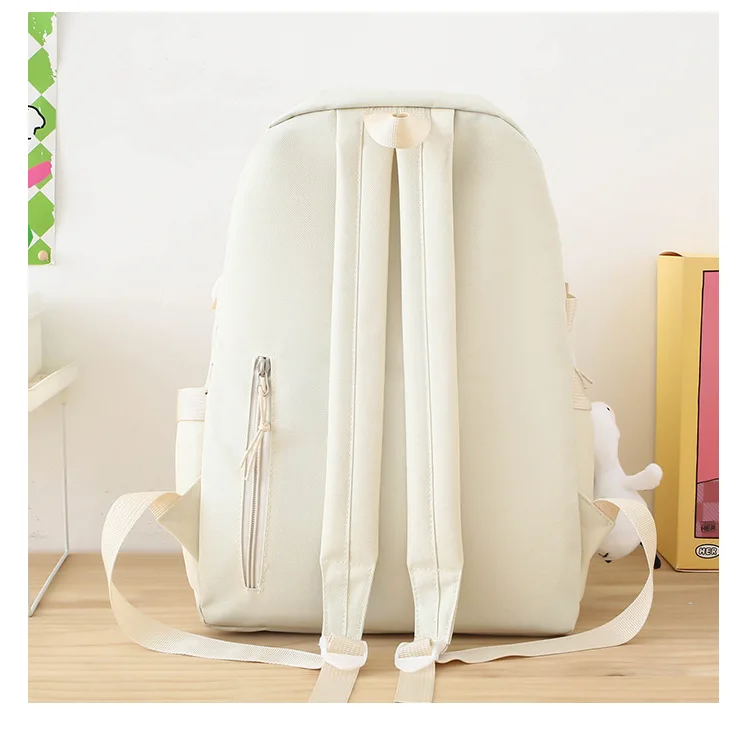 5-teiliges Set mit kostenlosen Anhängern im Waldstil, koreanische Version, lässiger Harajuku-Studentenrucksack für Mädchen mit großer Kapazität – Detail 23