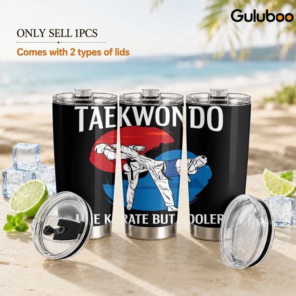 Taekwondo Like Karate Vacuum Flasks 20oz Insulated Coffee Tumbler with 2 Lids Reusable Straw Wall Stainless Steel Cup