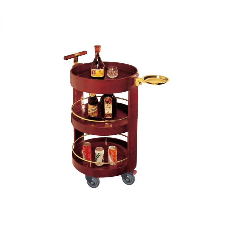 High Quality Hotel Bar Restaurant Wood Tea Wine Liquor Serving Carts Trolley