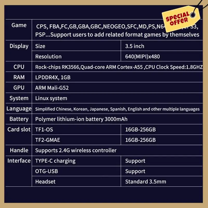 Consola de videojuegos portátil X35S, Joystick Hall de código abierto, controlador de juego Retro de 16G + 128G para emulador PSP/GBA/N64/MD B