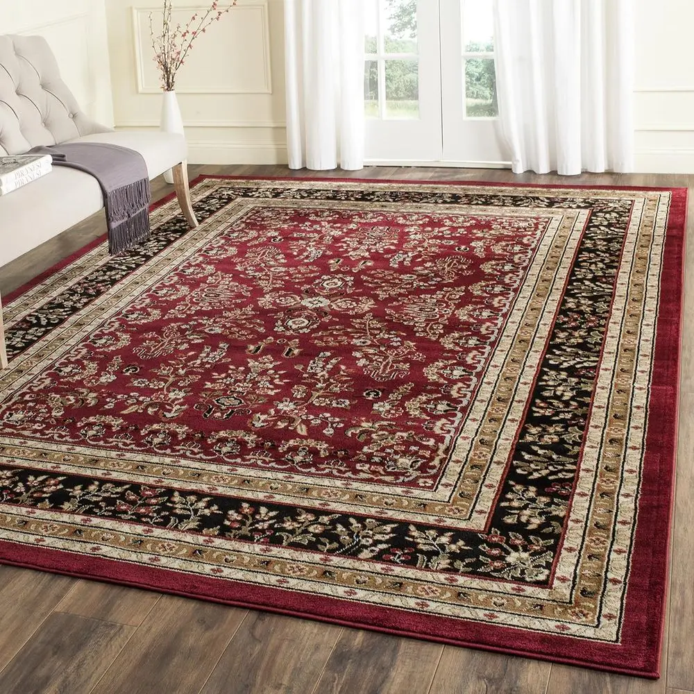 

9x12 Large Red & Black Traditional Oriental Area Rug, Non-Shedding and Easy to Clean, Perfect for Living Room, Bedroom, Dining A