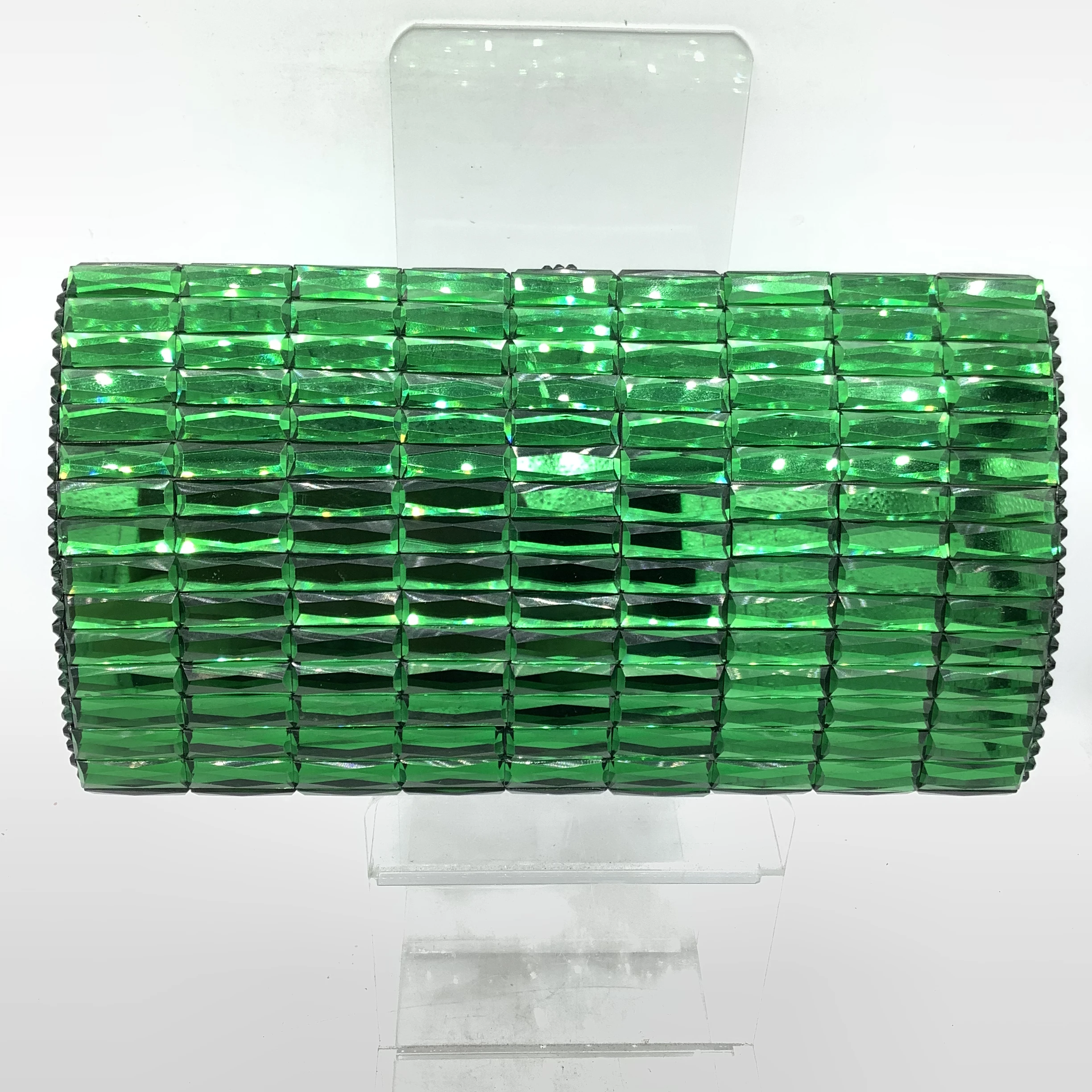 

Lady Green/Pink Full Crystals Day Clutches Women Evening Clutch Bag Wedding Bridal Minaudiere Box Rhinestone Handbags and Purses