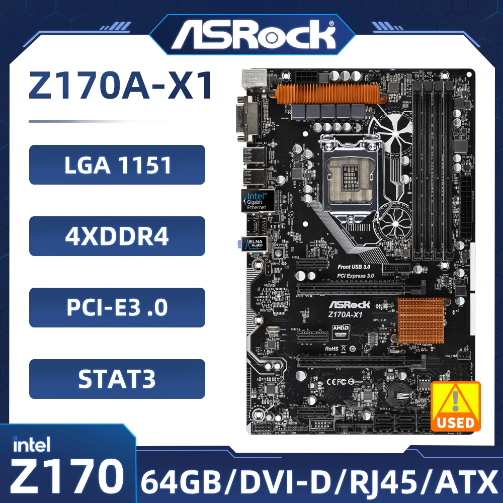 ASRock Z170A-X1 Motherboards LGA 1151 DDR4 64GB Intel Z170 M.2 NVME SATA III PCI Express 3.0 USB 3.1 support 7th/ 6th Gen Intel