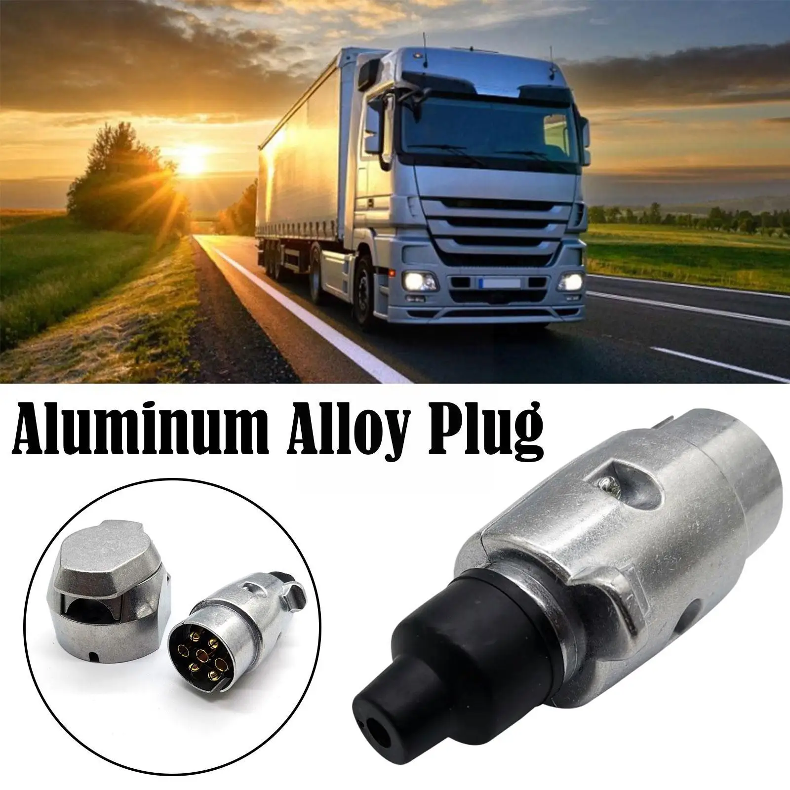 7 Pin Aluminium Alloy Plug Trailer Truck Towing Electrics 12V Connector EU Plug Professional Replacement For Truck E5N0