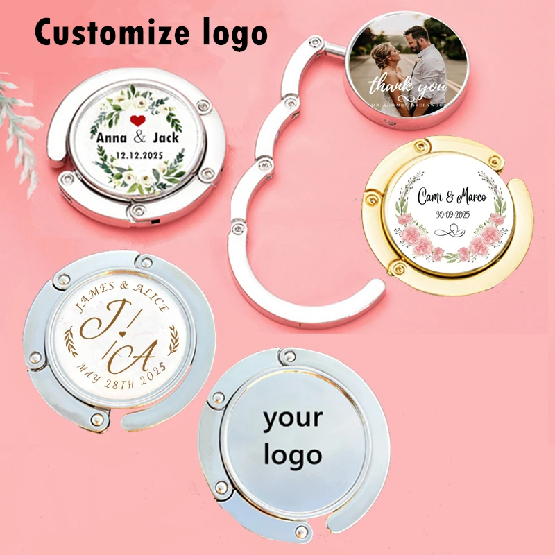 Personalised Wedding Favors for Guests Portable Fashion Folding Purse Handbag Bag Hanger Hook Holder Table Hook Multifunctional