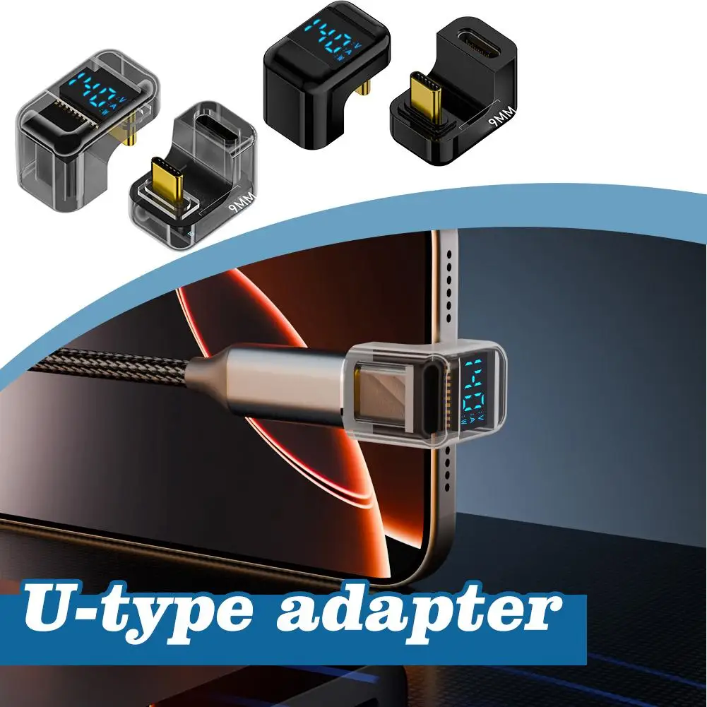 Type-c Adapter 180 Degree Elbow Digital Display Display 140w Adapter Adapter U-shaped 4.0 Full-featured X9P0