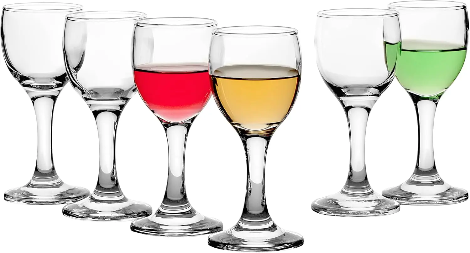 Juego de vasos de chupito de 2 oz, 6 uds., Pasabahce Premium Bistro Cordial Liqueur, Mini vasos de 60 cc, cristal de degustación para regalos de fiestas