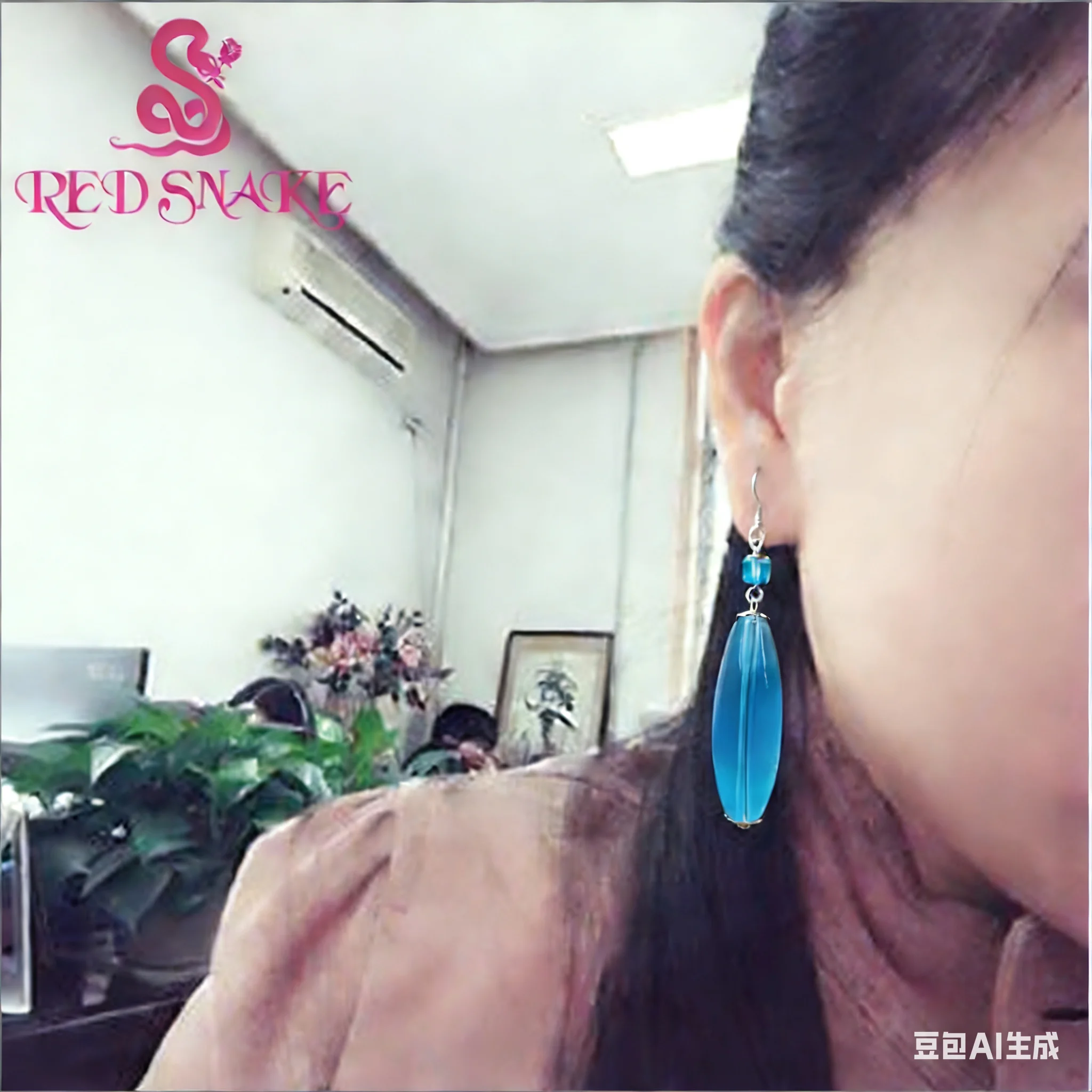 

RED SNAKE Fashion Dangle Earrings Handmade Classic navy bule olivary Murano Glass Earring