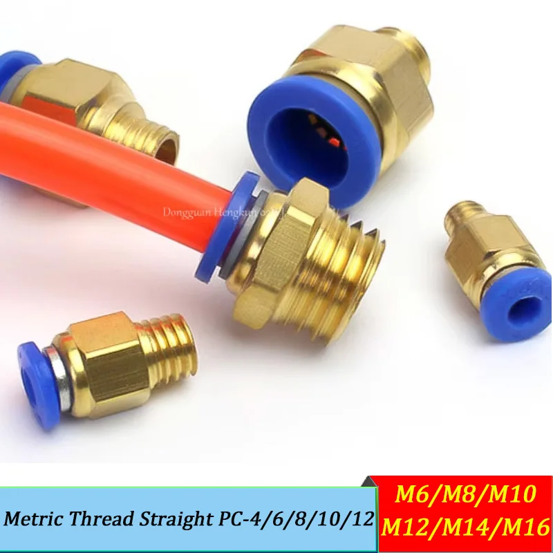 

High Pressure Pneumatic Quick Connector Coupler Metric Thread M6/M8/M10/M12/M14/M16 for PC4/6/8/10/12 for 3D Printer Air Fitting