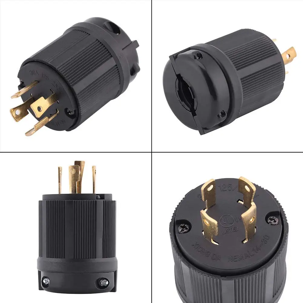 US Twist Lock Plug Nema L14-30P 30A 125V-250V, Industrial Grade 3 Pole 4 Wire Power Plug, Electrical Generator Plug Connector ,