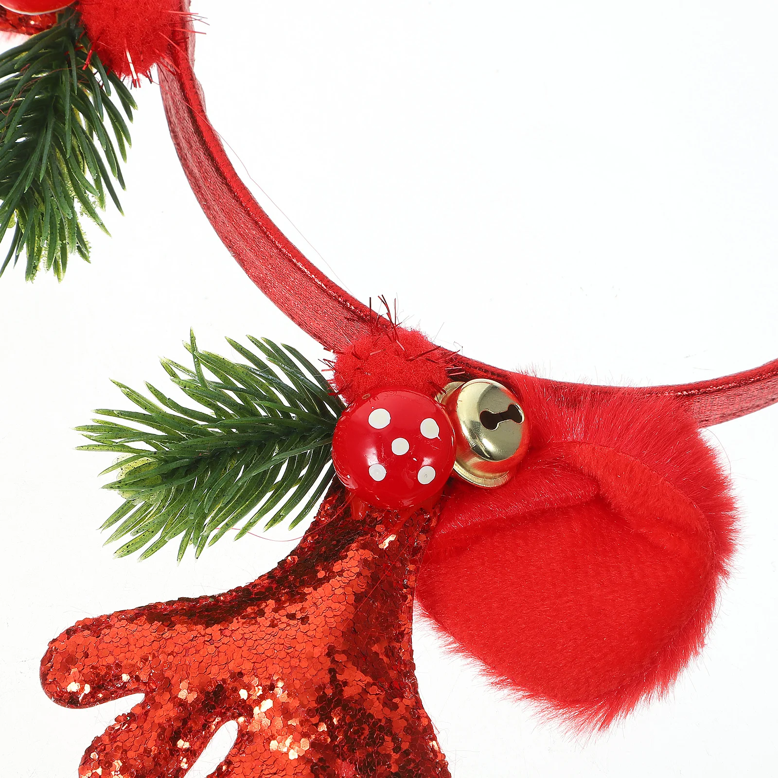 

Christmas Reindeer Headband with Glitter Antlers Bell Decoration Holiday Party Wearable for Women Xmas Event Use
