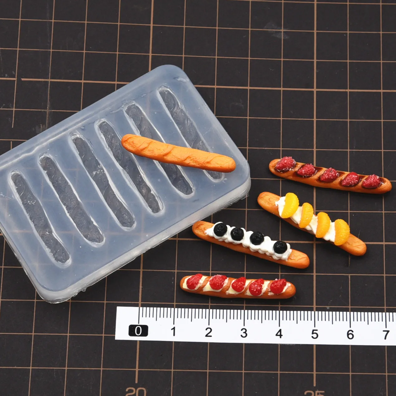 Pottery Clay Baguette Furit Bread Slicone Molds Resin Clay Doll House DIY Molds