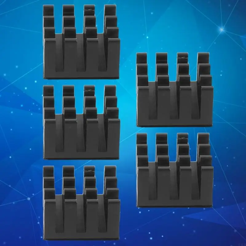 10pcs 14x14x8mm Fin raffreddamento a calore in alluminio con nastro termico per coolli U4LB