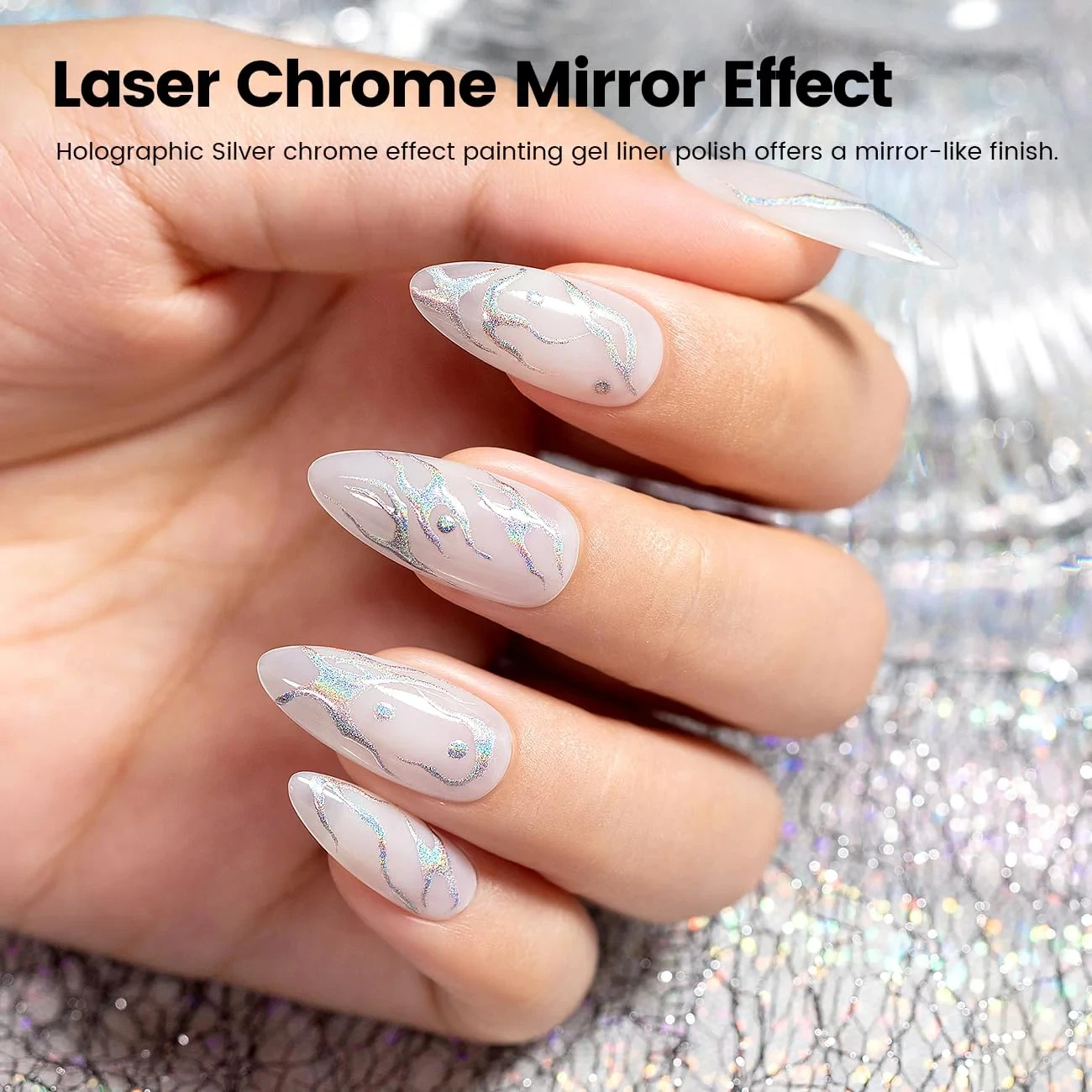 BOZLIN 5ml Super Laser Metallic Painting Gel Nail Polish Chrome Holographics Mirror Metal Effect Draw Flower Holos Nail Gel