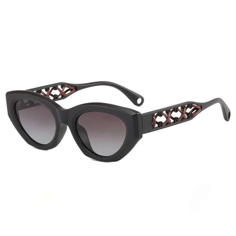 Новинка 2023 года, ретро солнцезащитные очки «кошачий глаз» в маленькой оправе, женские поляризационные солнцезащитные очки с защитой UV400, высококачественные тканые кожаные очки по индивидуальному заказу