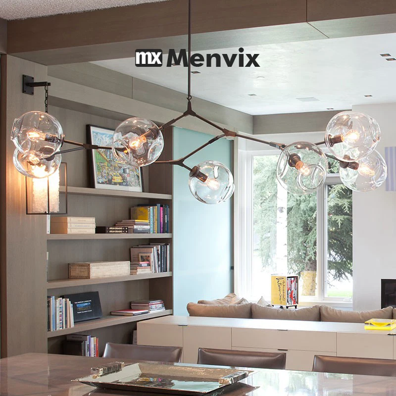 Italy Designer Magic Bean Branching Ceiling Chandelier Multi Color Glass Lampshade Suspension LED Lighting Kitchen Dining Island