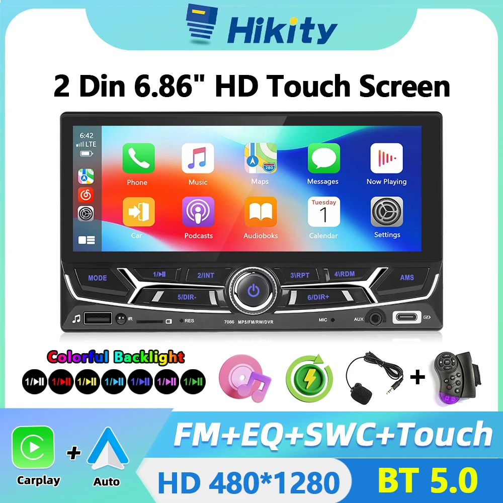 Hikity Universal 2 din Car MP5 Player 6.86