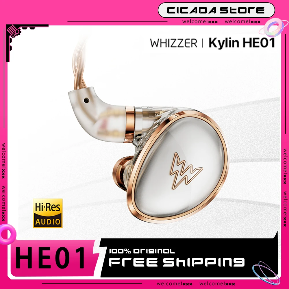 Whizzer Kylin HE01 In-Ear Wired Earphones Custom 10.2mm Dynamic Driver High Quality HIFI Monitor Earphone with Detachable Cables