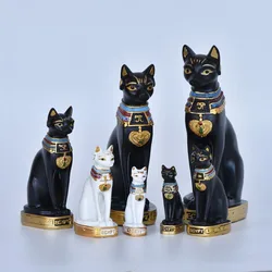 Egyptian Cat Goddess Bastet Statue Ornament Egypt Collectible Animal Sculpture Figurine for Office Shelf Table Desk Cabinet